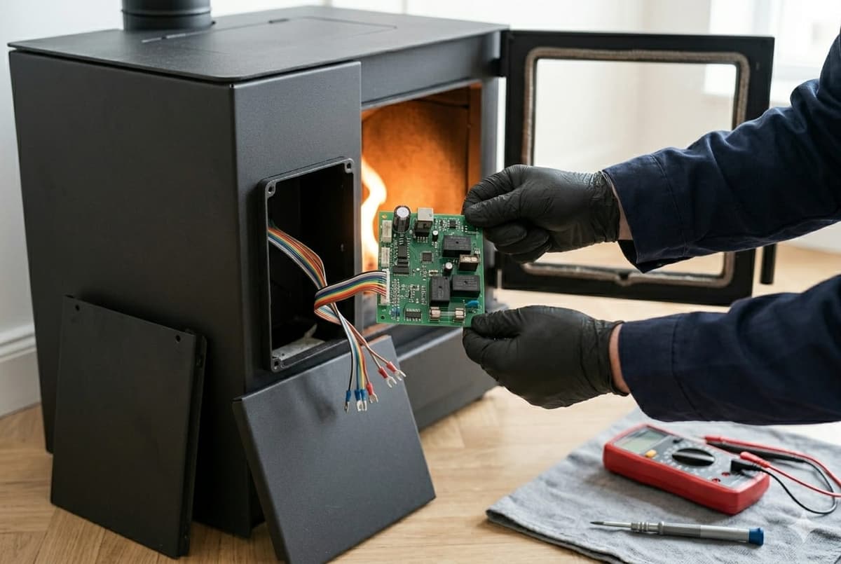 Remplacement de la carte électronique d'un poêle à granulés, Caen