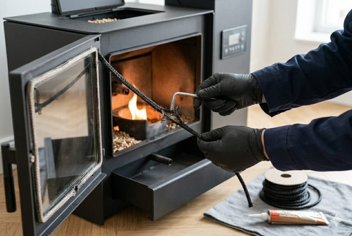 Remplacement du joint d'étanchéité de la porte d'un poêle à granulés, Poitiers