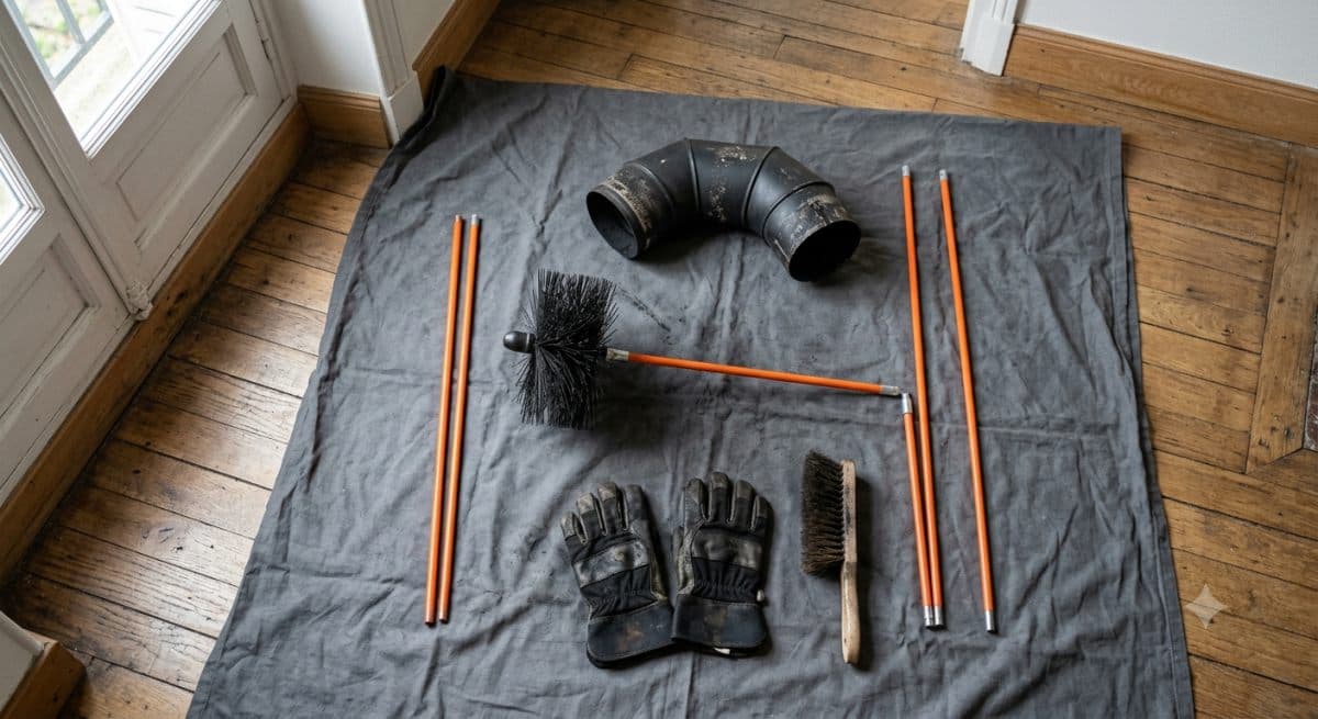Outils de ramonage : hérisson, cannes et gants, Épinal