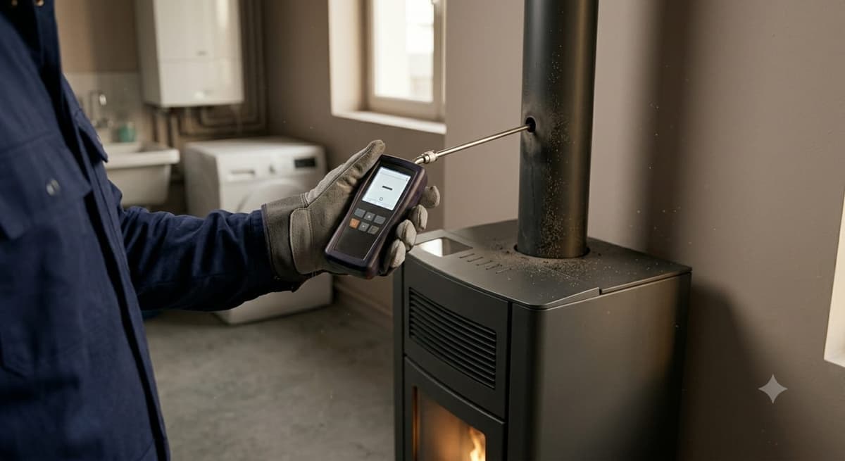 Mesure des fumées à l'analyseur de combustion, Caen
